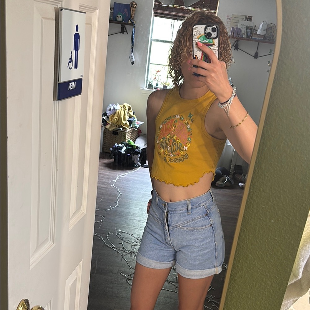 Retro Yellow Woodstock Crop Top
